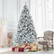 Costway 7.5ft Snow Flocked Hinged Christmas Tree Unlit Metal Stand